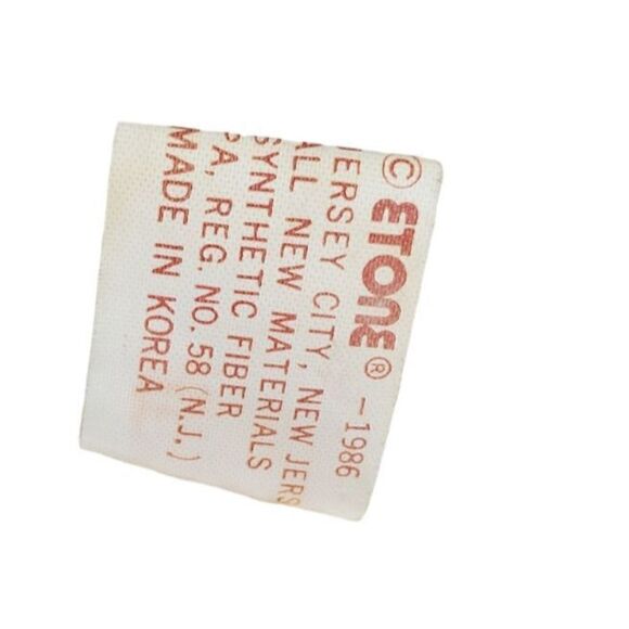 Vintage Etone Teddy Bear Plush 14" Cream Red Tongue Stuffed Animal Korea Lovey - Picture 8 of 11